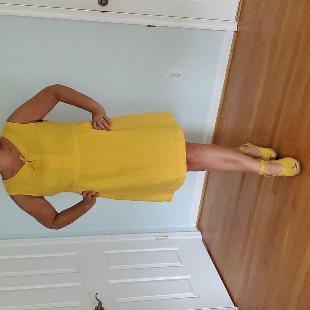 BODEN yellow linen mini dress. US size 16 Long.